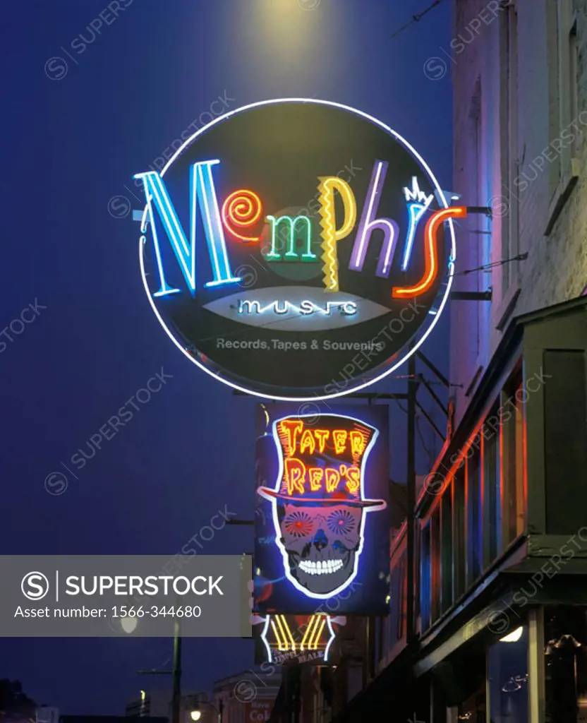 Neon Signs, Beale Street, Memphis, Tennessee, Usa.