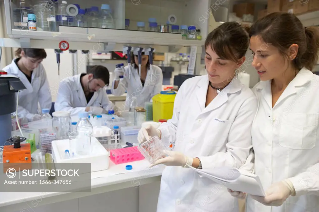 Researchers working in laboratory. Fundación Inbiomed, Genetrix Group. Center for research in stem cells and regenerative medicine. Donostia, San Seba...