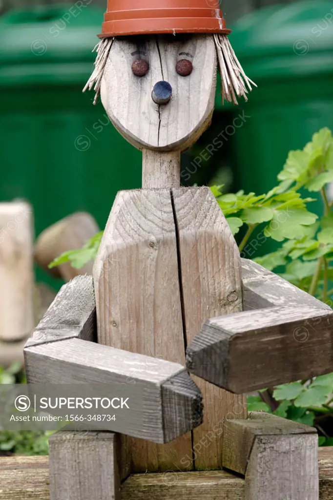 Wooden garden figure.England , UK
