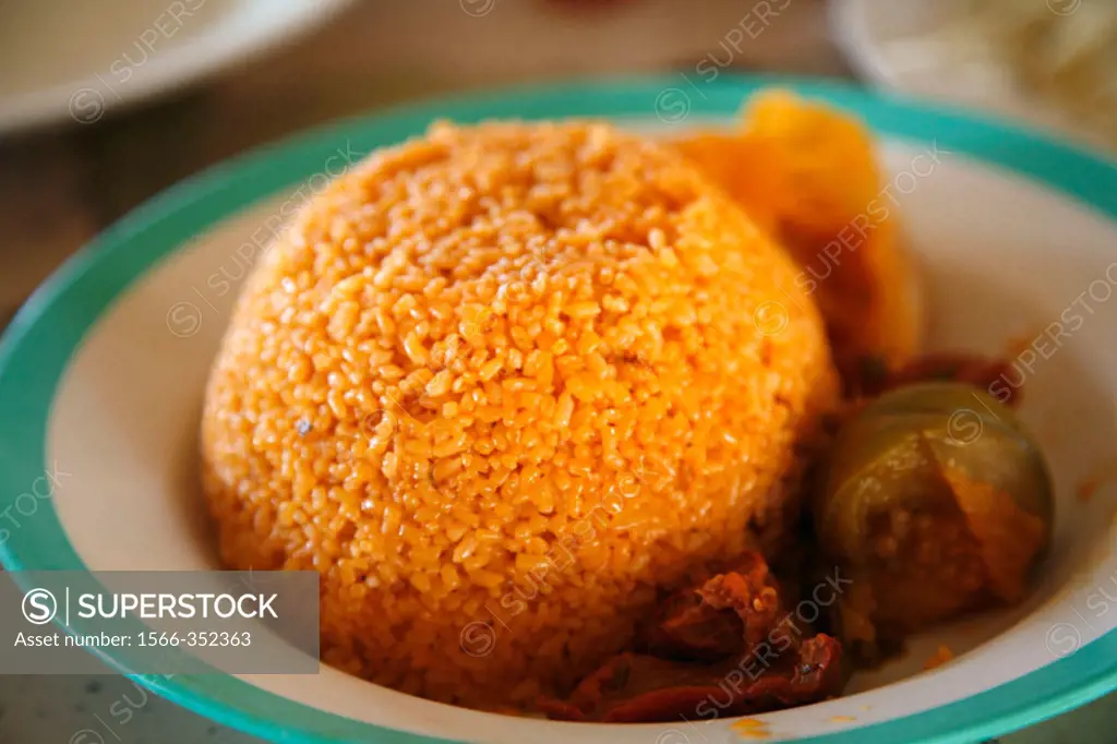 Rice with vegetables, Gaoua. Lobi Country, Burkina Faso