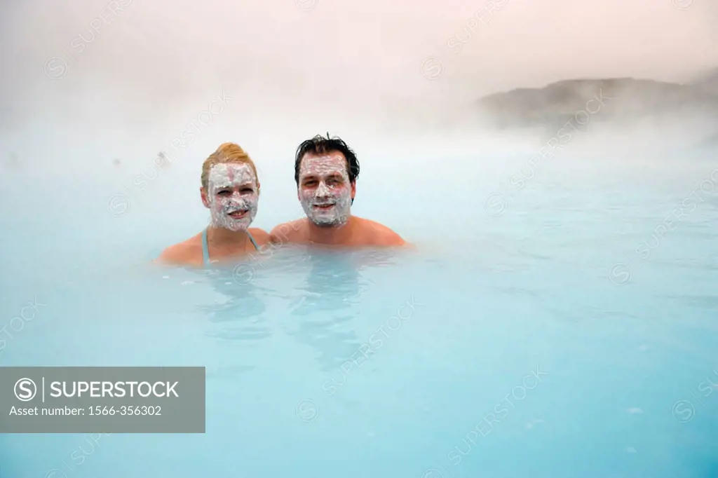Couple from Norway at Blue Lagoon, Geothermal Hot Springs near Reykjavik, Iceland