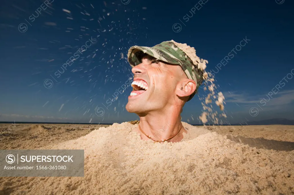Man Coming Out of a Ditch