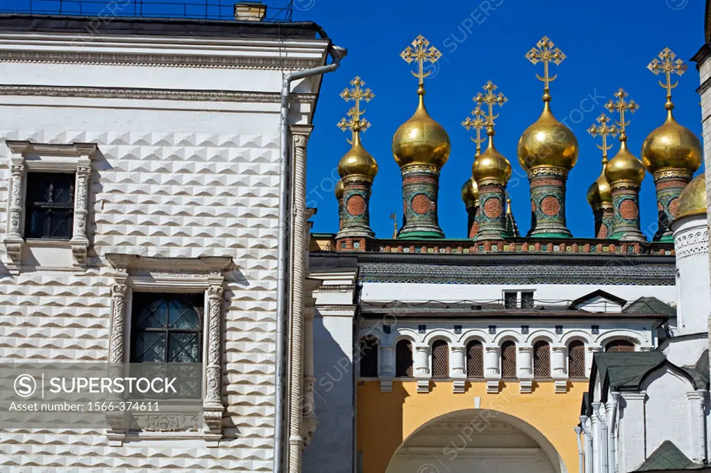 Cupolas of the Terem Churches, Kremlin, Moscow, Russia