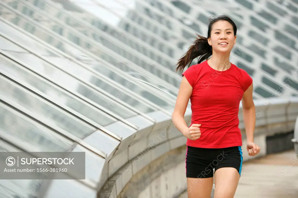 Arlington, Virginia, USA, woman jogging, 23 years old, Asian.