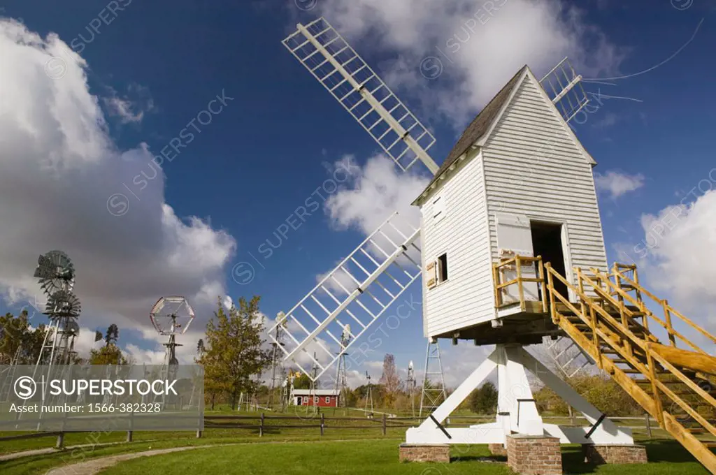 Robertson Post Windmill. Replica of the first Windmill built in 17th century USA. Mid-America Windmill Museum. Kendallville. Indiana. USA.