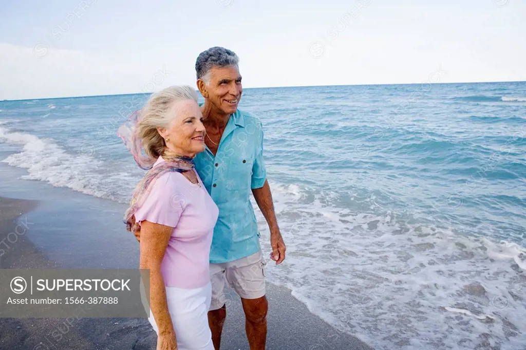 Senior couple looking out at the ocean
