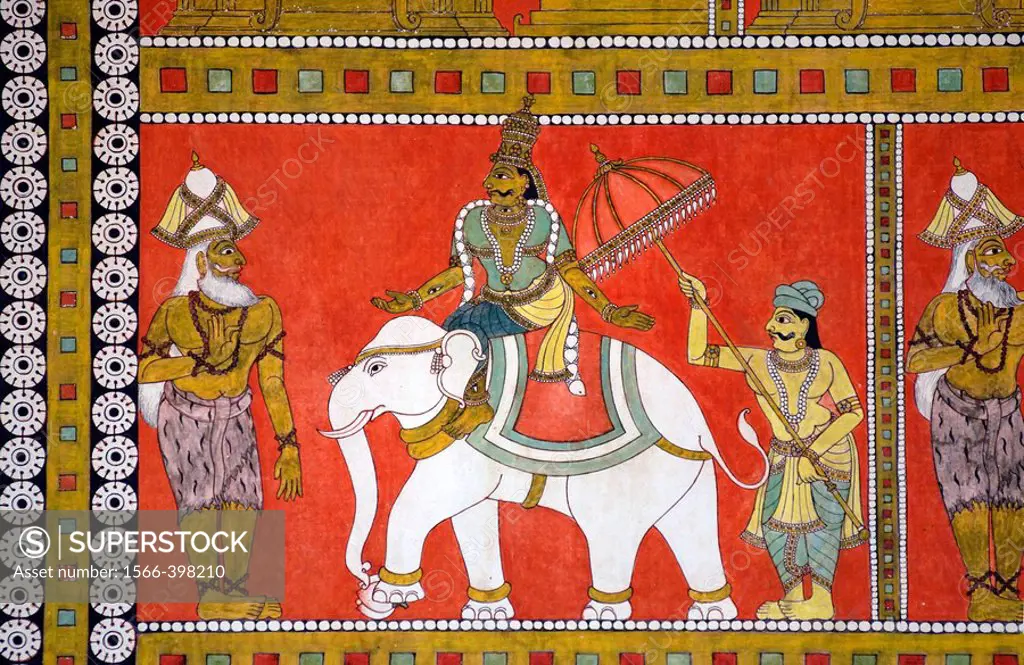 Murals (vegetable and herbal dyes) of Thiruvilayadal Puranam (Lord Shivas Game, the collection of 64 stories, composed by Paranjyoti Munivar) in Sri M...