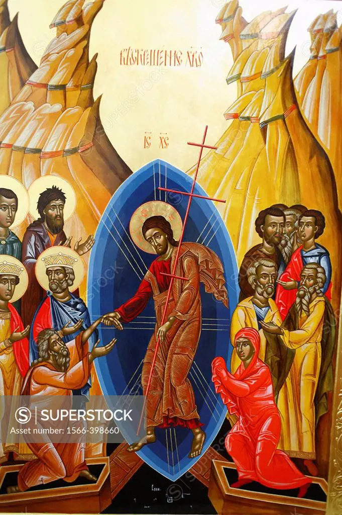Resurrection of Christ, icon in Dormition church (16 cent.), Krylos, place of old capital of Halych principality, Ivano-Frankivsk Oblast (province), U...