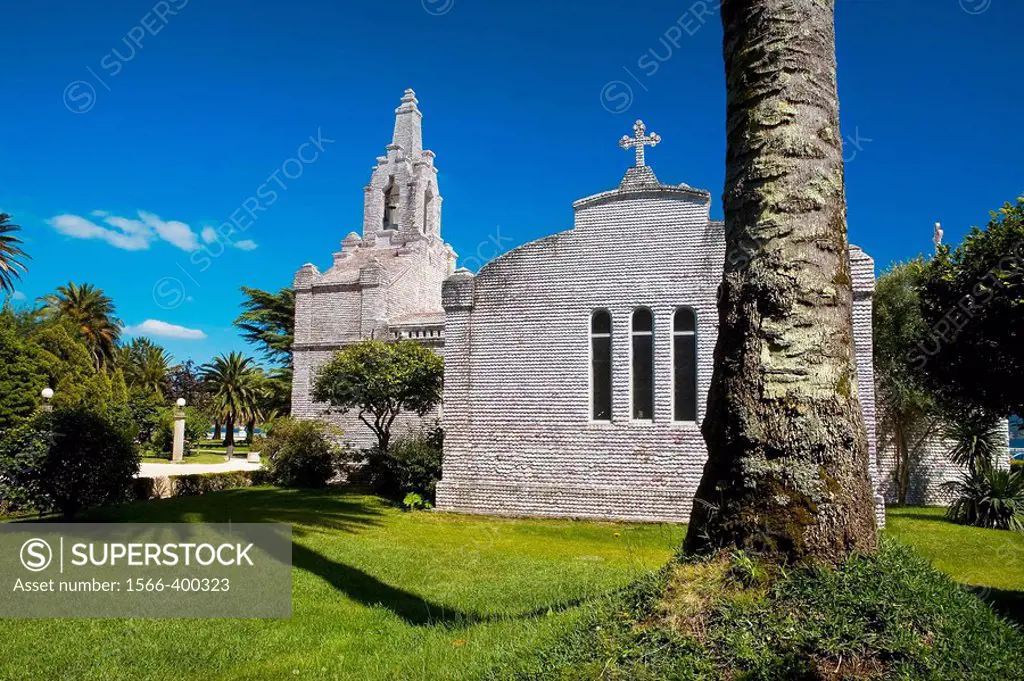 San Sebastian church,  La Toja island, Galicia, Spain.