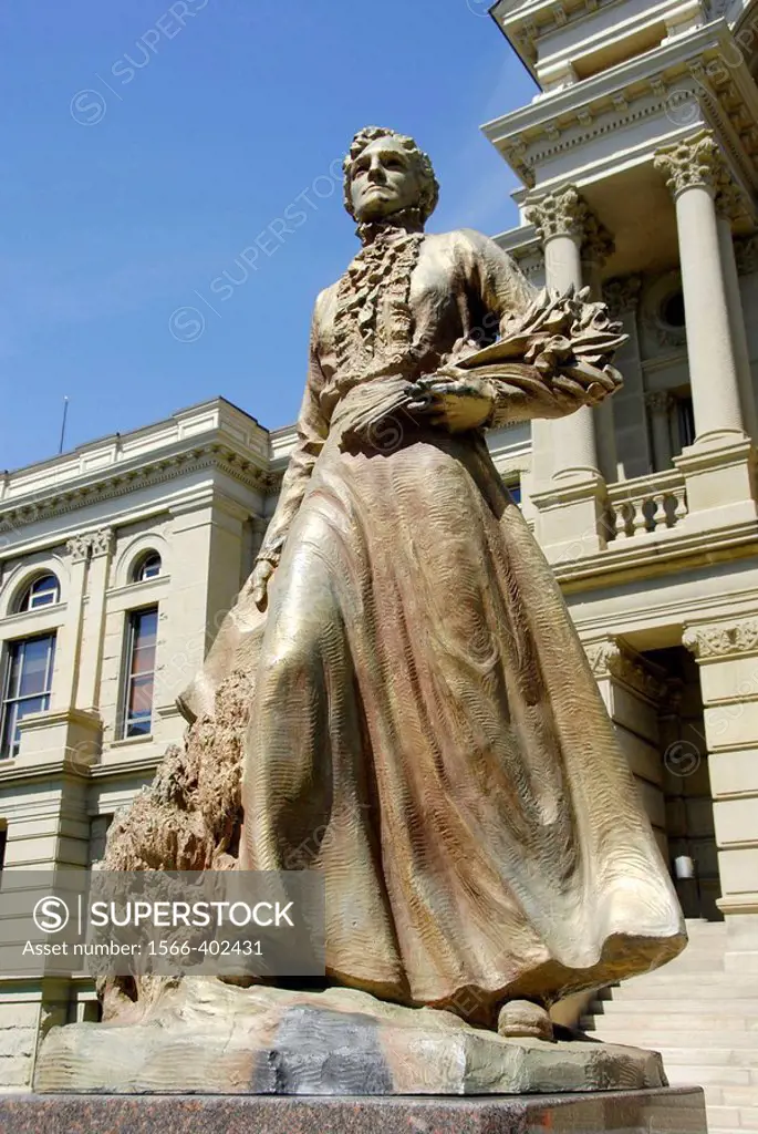 Statue of Esther Hobart Morris at the State Capitol Building at Cheyenne, Wyoming, USA