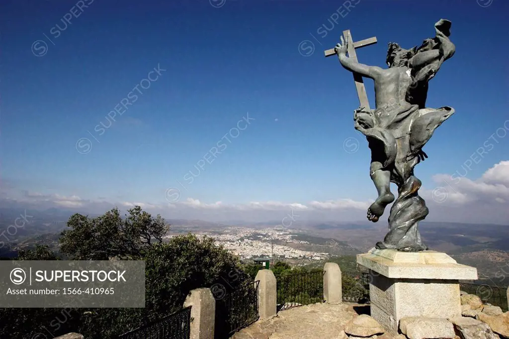 Statue of Christ Redemptor in Mount Ortobene, Nuoro. Sardinia, Italy