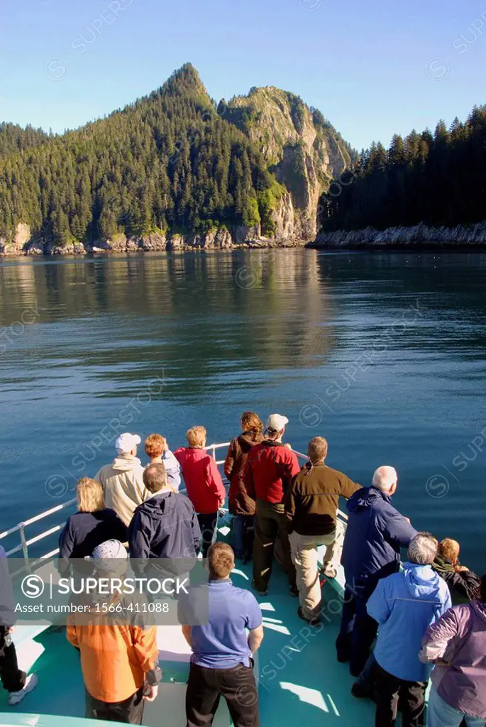Tourists Passengers on Fjord Wildlife Tour Boat near Seward Alaska AK U S United States Kenai Peninsula Resurrection Bay tourism travel vacation
