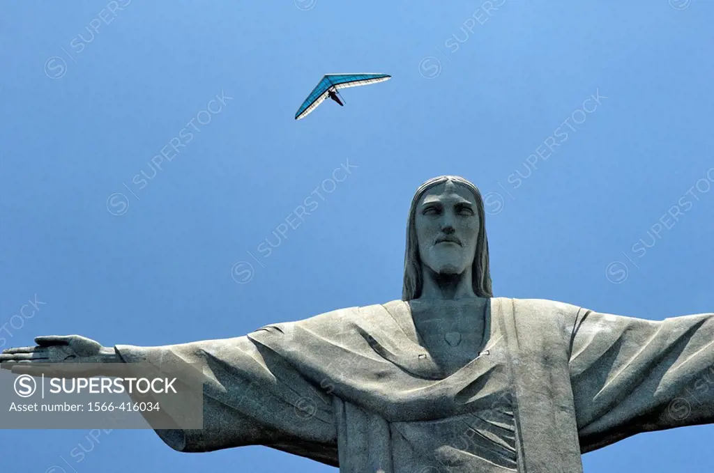Giant statue of Jesus, known as Christ the Redeemer (Cristo Redentor) atop Corcovado Mountain which has been named one of the New Seven Wonders of the...