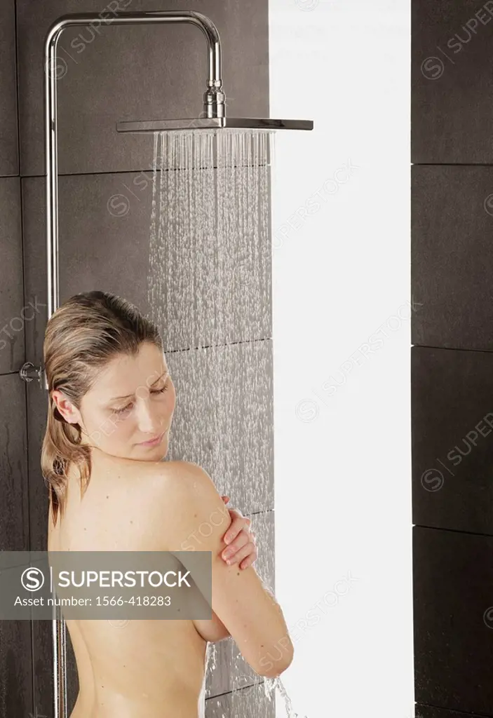 Woman in the shower.
