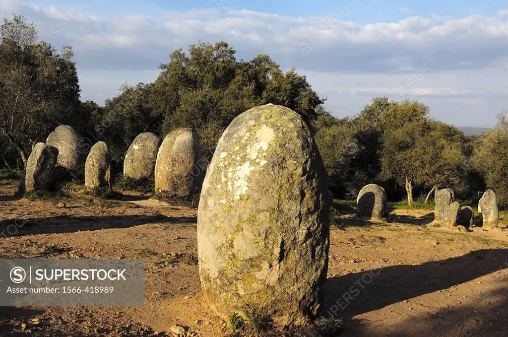 The Cromlech of Almendres near Evora. Alentejo. Portugal.