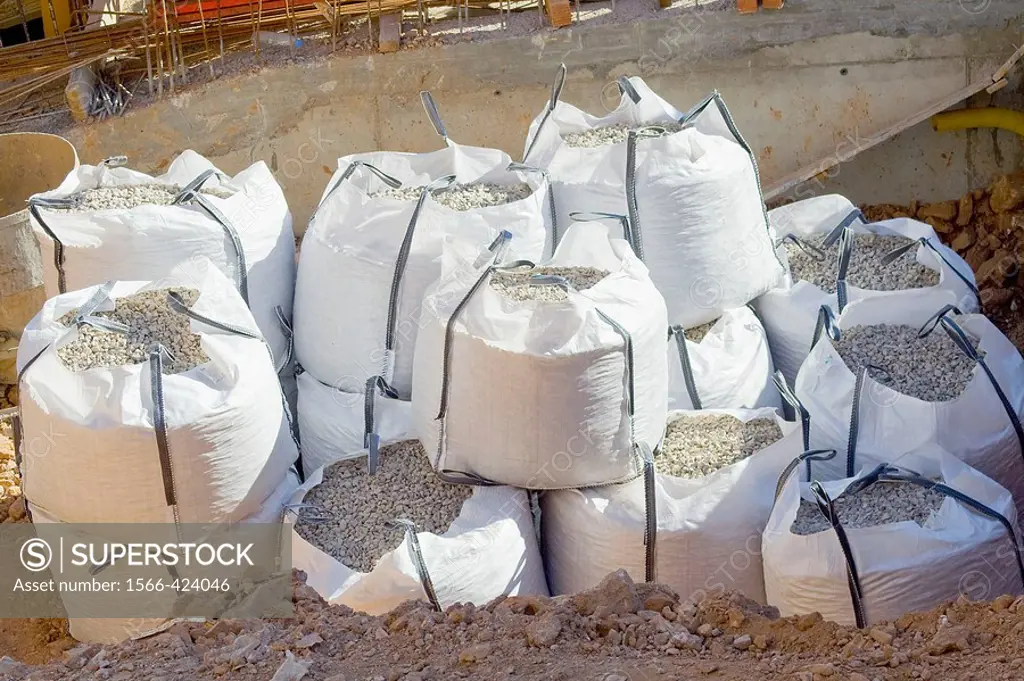 Rubble bags in construction site