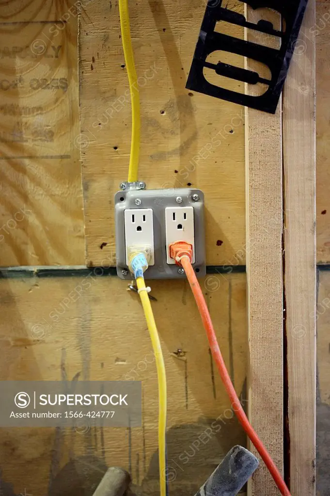Electrical box with extension cords plugged in