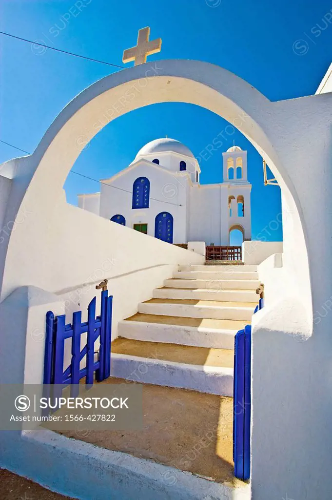 Church on the island of Folegandros, Cyclades, Greece.