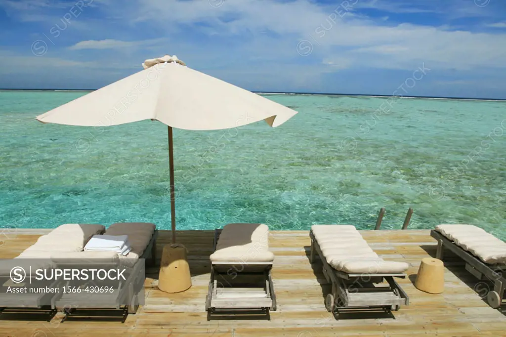 White Umbrella on Beachside, Maldives