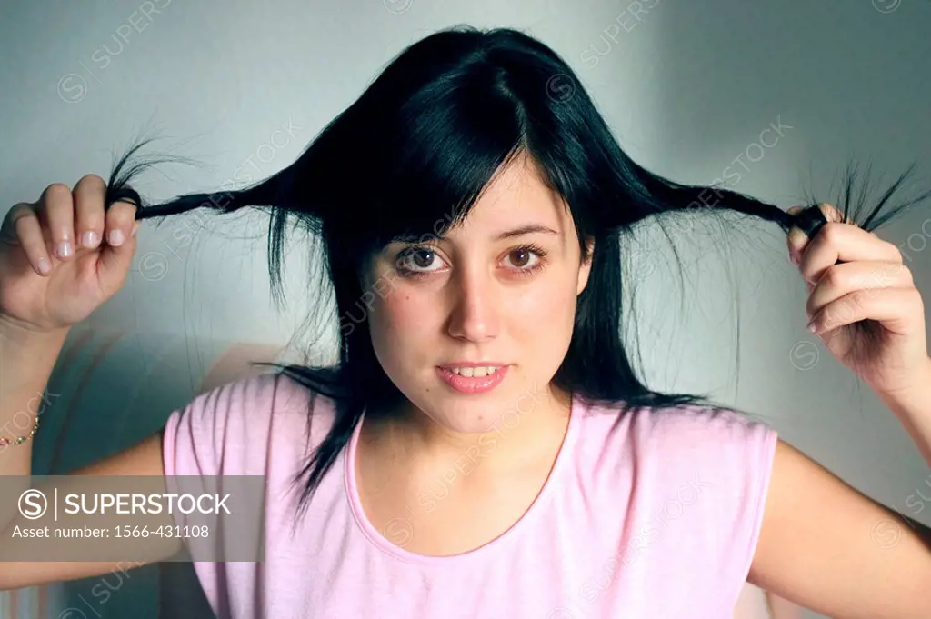 Girl Pulling her hair
