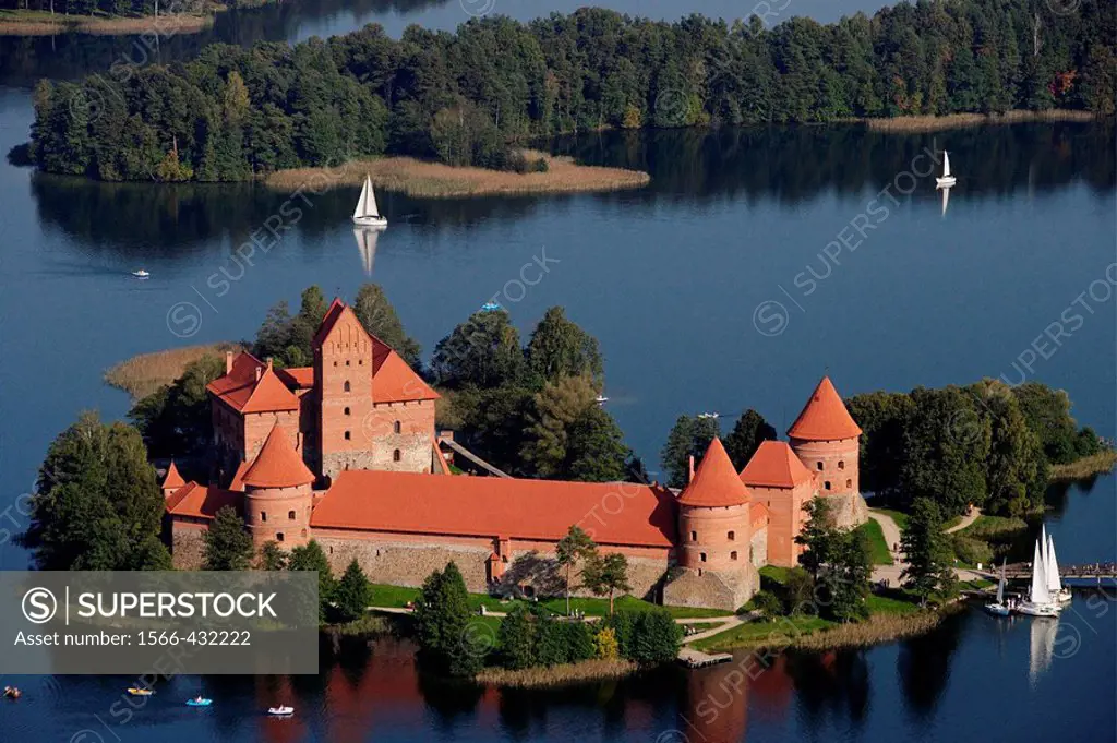 Gothic castle (XIV-XVth century) on Lake Galve. Trakai. Lithuania