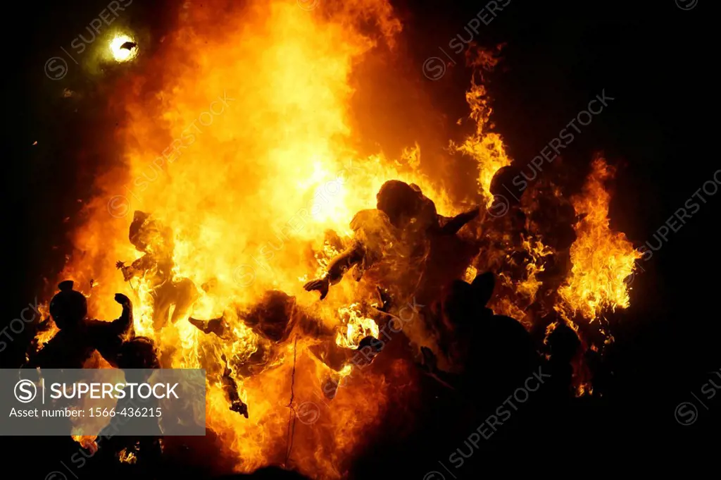 ´Las Fallas´ burning in the St Joseph night  (19 th March), Valencia. Spain