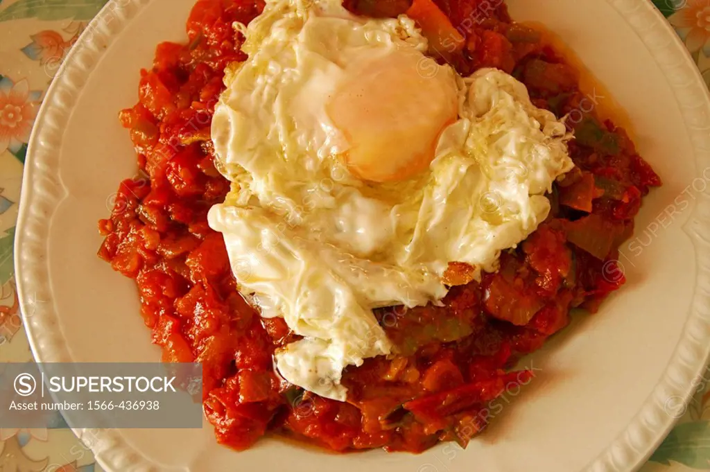 Spain_Andalusia_Cordoba_ Food:  ´Pisto´ with fried egg.