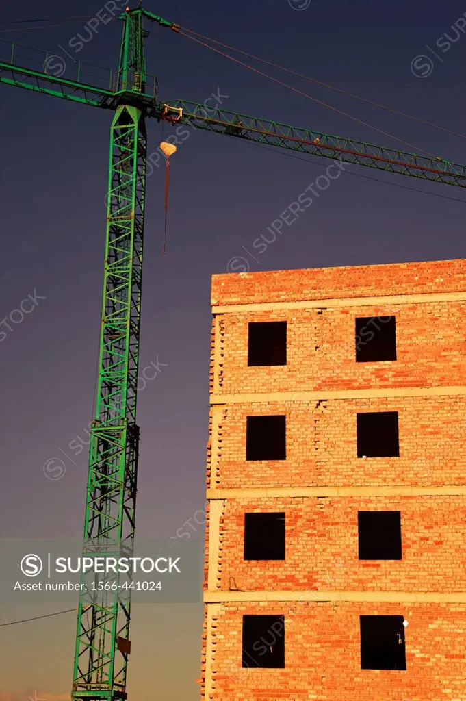 Crane beside building under construction