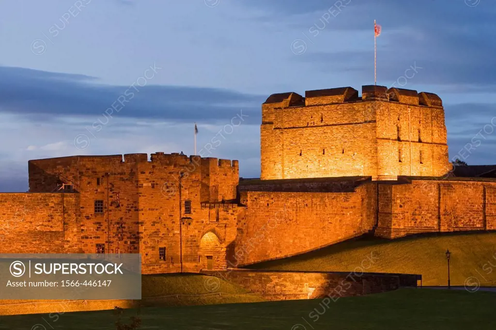 Carlisle, the Castle, curtain wall, De Ireby´s Tower, 12th century, Lake District, Cumbria, UK