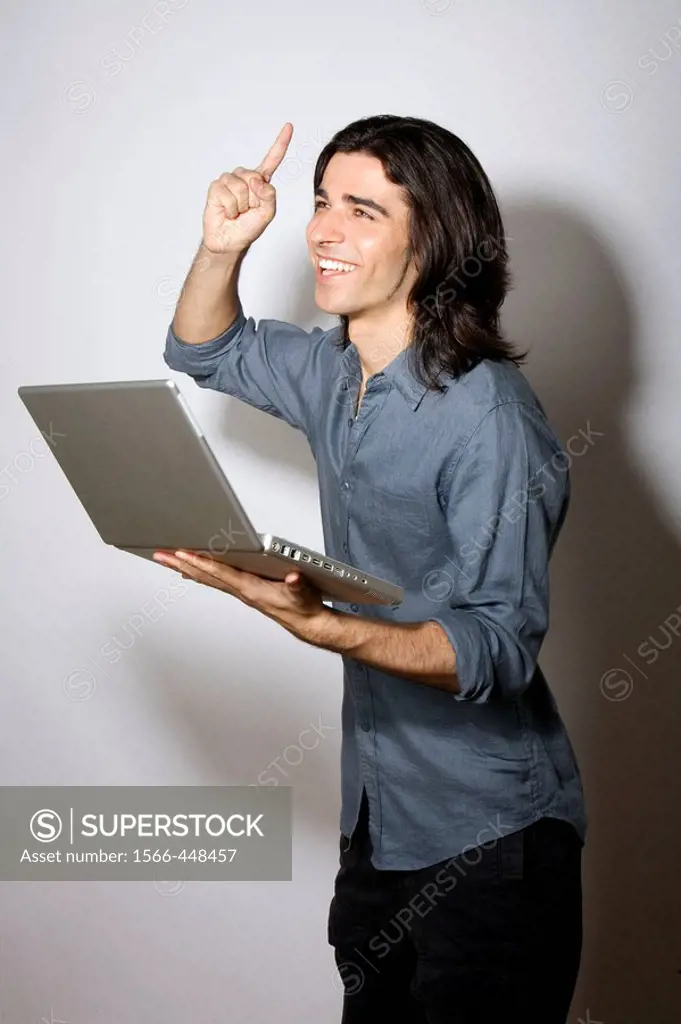 Man with laptop.