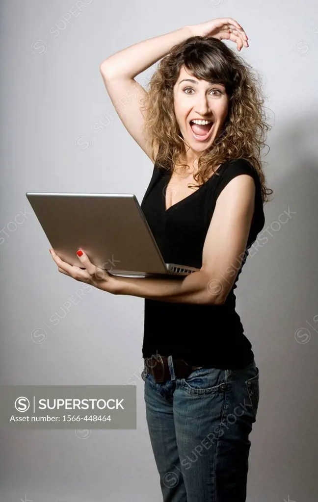 Woman with laptop.