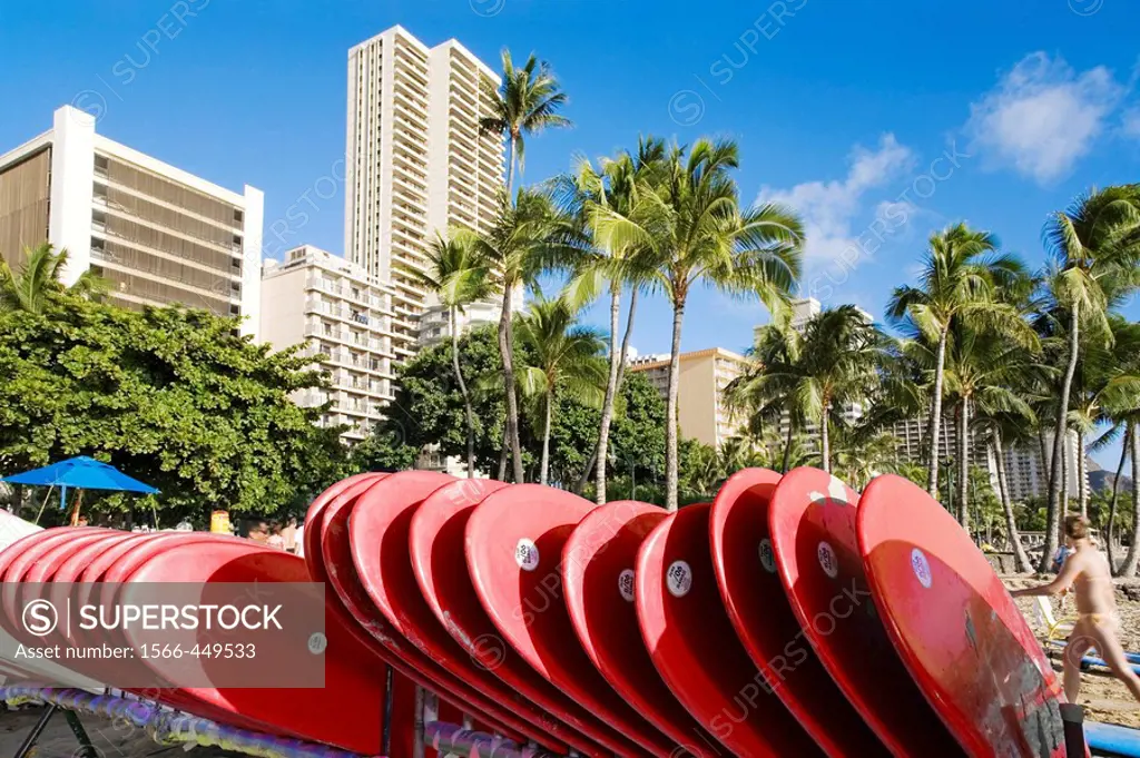Surfboards, Waikiki Beach, Oahu, Hawaii, USA