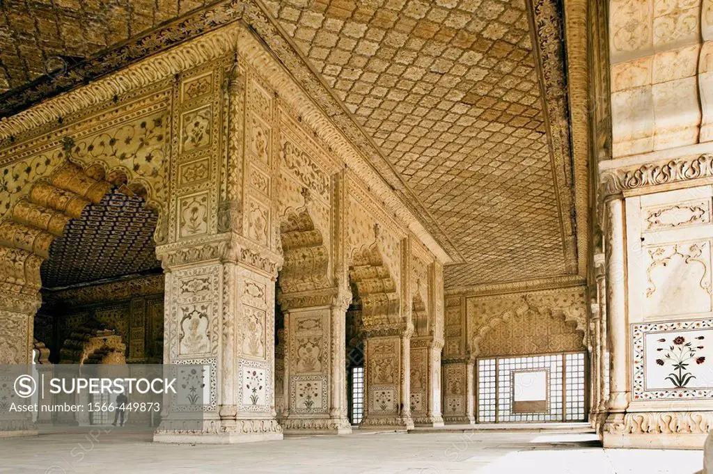 Columns, Royal Baths, Red Fort, New Delhi, India