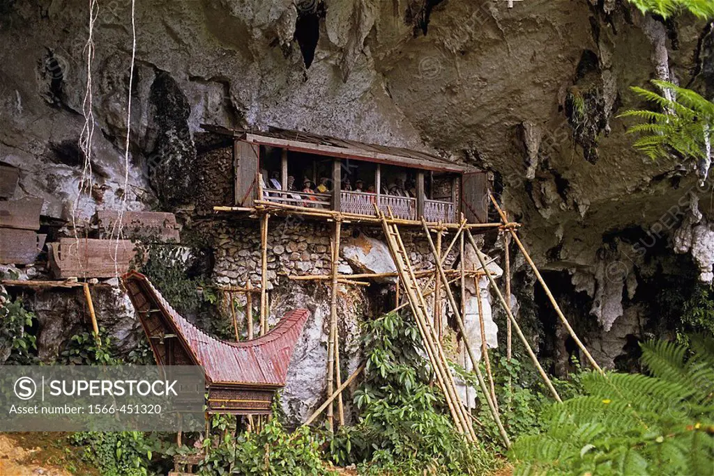 Tau-tau cliff, traditional cemetery of Suaya, Tana Toraja. Sulawesi, Indonesia