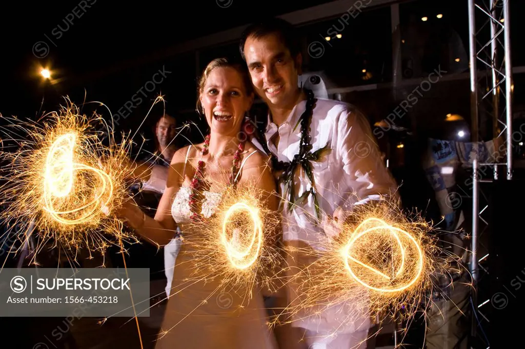 Sparklers used during wedding celebration