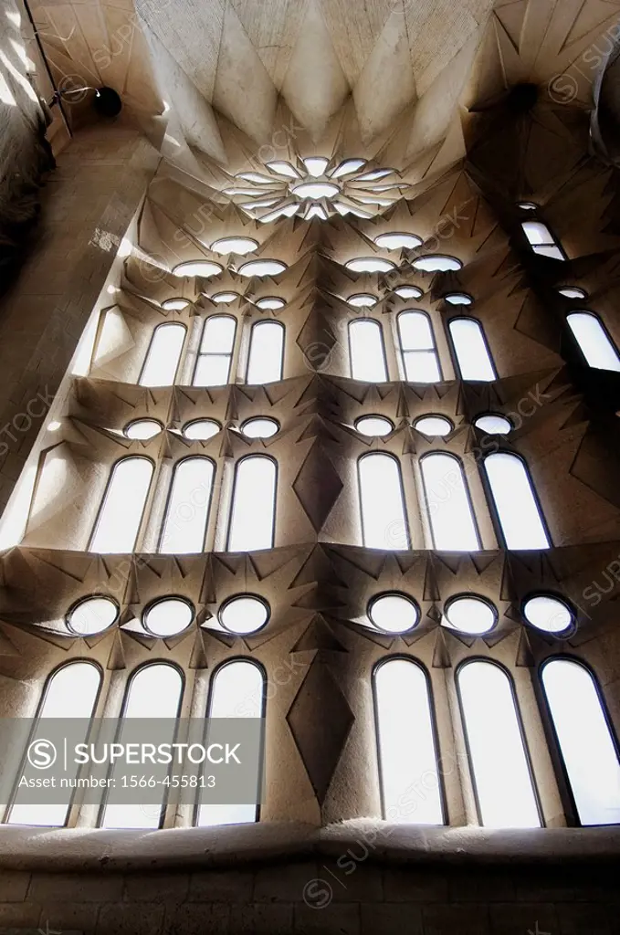 Detail of Sagrada Familia temple by Gaudi, Barcelona. Catalonia, Spain
