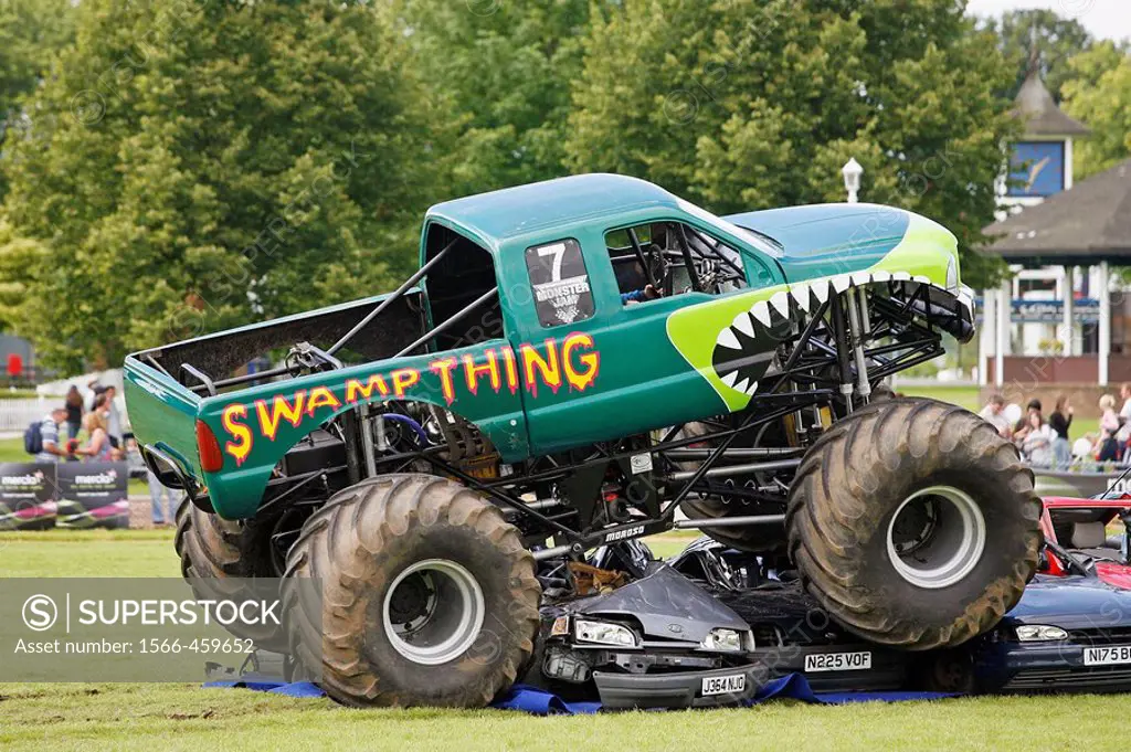 Monster truck crushing cars