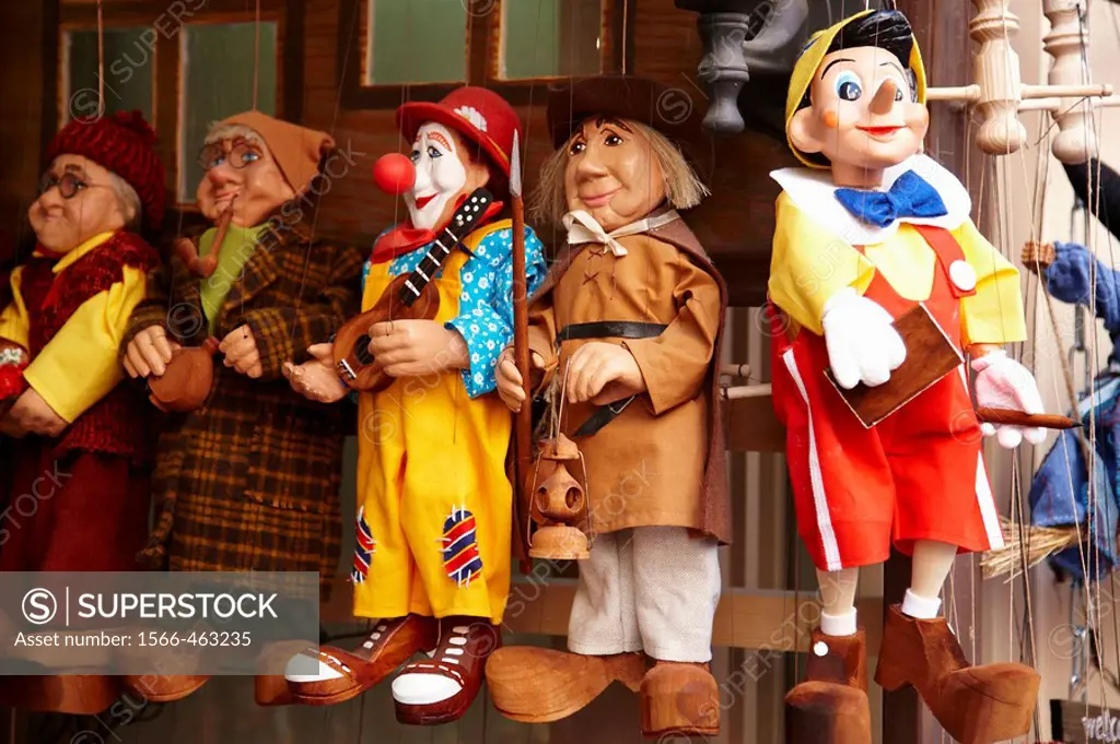 Puppets, souvenirs, Karlova, Prague, Czech Republic