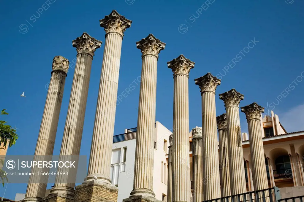 Columns of Roman temple, Cordoba. Andalusia, Spain