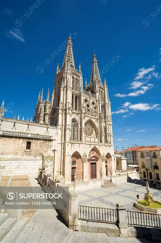 Main facade of the gothic cathedral (13th century). Santa María Square. Burgos. Castilla-León. Spain