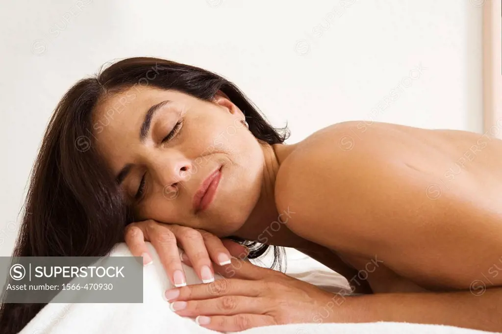 Woman waiting for acupuncture therapy