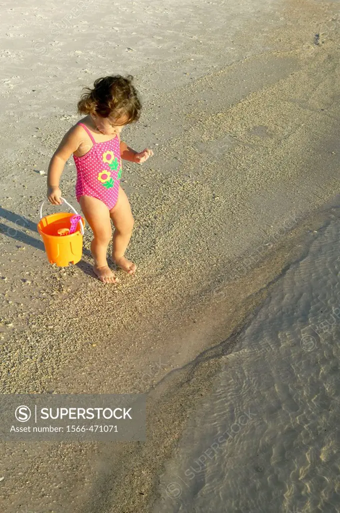 Little girl on the beach in Panama City Beach, Florida.