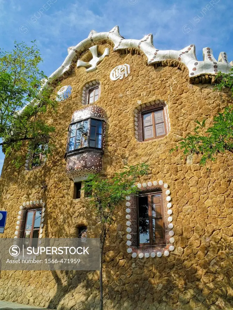 Building at Parc Güell by Antoni Gaudí  Barcelona  Catalonia, Spain