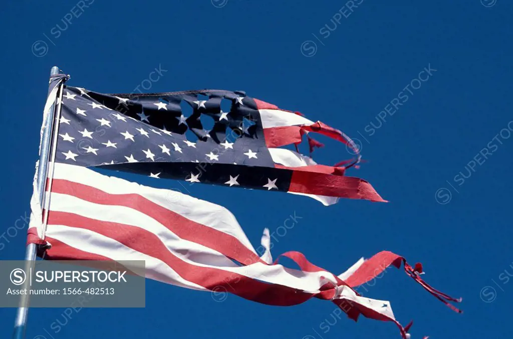 Torn and tattered American Flag
