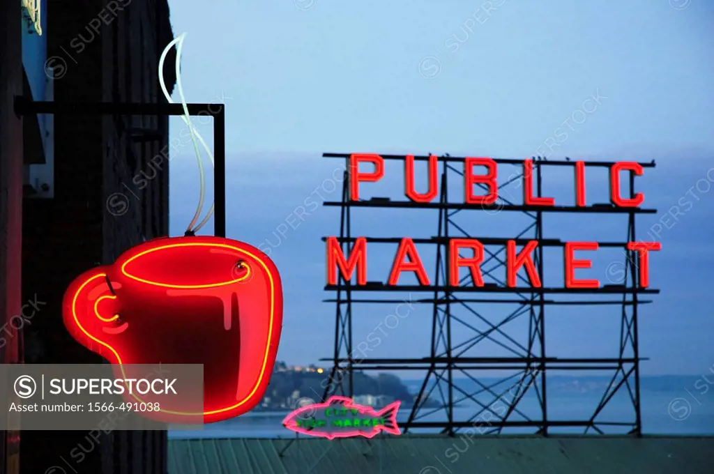 The marquee at Pikes Place Market Seatle, Washington, United States