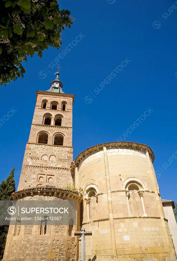 Romanesque church of San Andres with mudejar tower, Segovia. Castilla-Leon, Spain