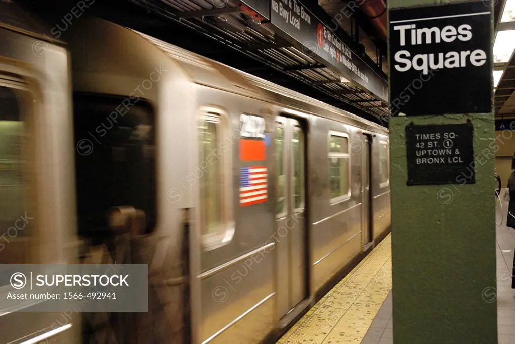 Driving Train in Times Square Subway Station