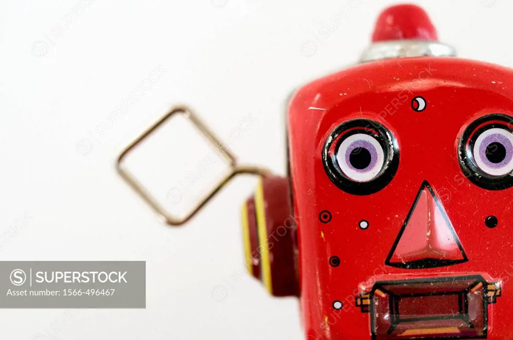 Cara de Robot rojo, autómata.