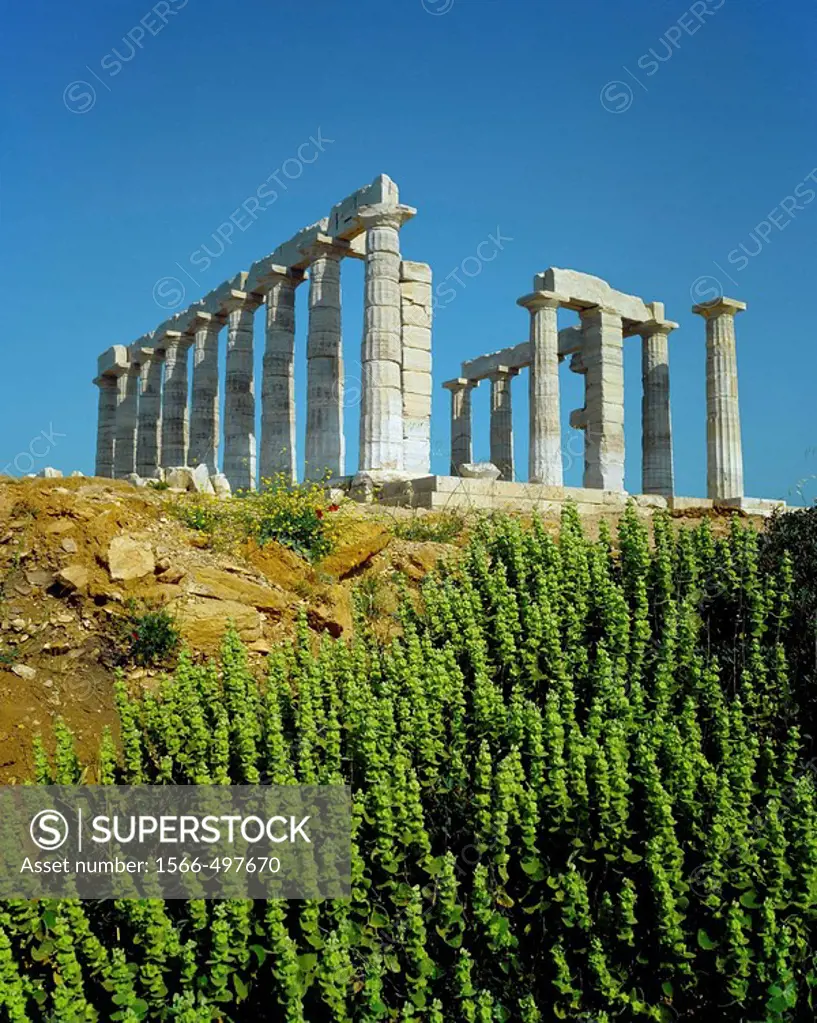 Doric temple of Poseidon at Cape Sounion, Attica, Greece