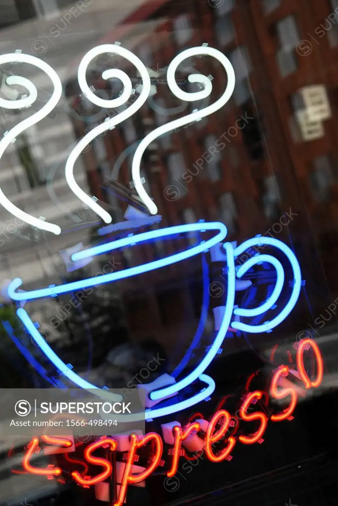 Neon Sign at Coffe Shop in Seattle